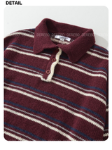 wool knit polo collar stripe knitwear