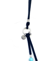 suede black beads keyring
