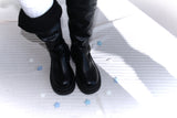 Buckle Leather Half Middle Boots