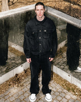 Mwoong Washed Black Denim Trucker Pants