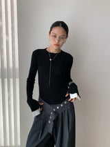 ダブルスリーブリブスパンデックス長袖ニットウェア