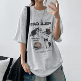 オートミールコラージュミルクキャッツ半袖Tシャツ