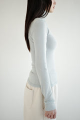 Wool turtleneck top, Blue