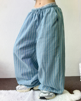LINEN VIVID STRIPE WIDE PANTS 🩵🍰🌴🤎🖤5COLOR