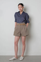 Twill Fintuck Shorts_Beige
