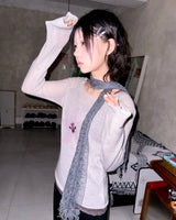(3color) Soft Flower Sheer Wool Knit