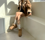 (100% SHEEPSKIN🐑🤎) 2 COLORS キュートフェミニンバターセミショートマウンテンコート