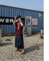 ウィーバー プリント オーバーサイズ ハーフスリーブ Tシャツ