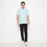MON AKITA - Fuji Men Short Sleeve Shirt Blue