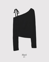 One Shoulder Slit Slim T-shirt (5color)