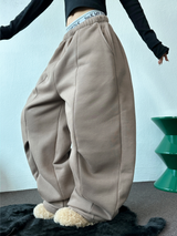 FLEECE/STRING❤FRONT POINT BALLOON PANTS 🤎🤍🖤🩶4COLOR