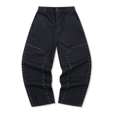 XP276 Tian Stud Wide Denim Pants (BLACK)