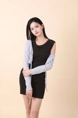 シンプルノースリーブミニワンピース Black