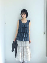 Tear Shirring Sleeveless Top