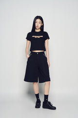 25SS ジッパーディテールデニムショートパンツ ブラック