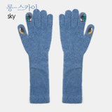 two hole long touch finger gloves 5colors