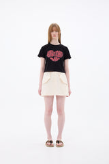 DOUBLE CUT CAGO SKIRT / IVORY