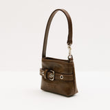 Buckle Mini Hobo Tote Bag Keyring _ Brown