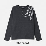 デヴェルワッフルヘンリーネックロングスリ－ブTシャツ