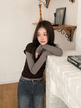 Basic U-neck Warm Pendant T-shirt (5color)