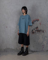 HIERARCHY STUDIOS TYPEWRITER - ウォッシュドブルータイプライターロゴワイドTシャツ