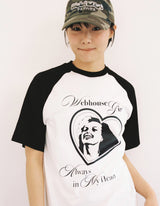 Webhouse ガールフォーエバーラグランTシャツ - ブラック/ホワイト