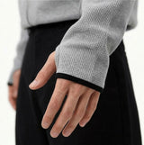 Waffle Crop Fingerhole Zip-up Hoodie Gray
