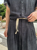 Olin linen indigo half shirts