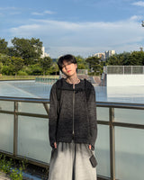 Angle Knit Zip-up with Hand Warmers