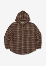 [SEMADE] City Check Overfit Hoody Shirts