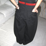 Ribbon back pocket wide balloon pants