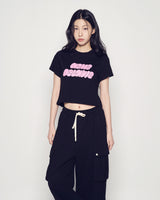25FW WOMAN クラウドフォントクロップ半袖Tシャツ ブラック