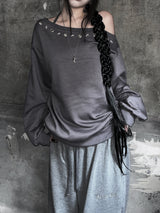 city eyelet off-shoulder mtm (fleece-lined / 4color)