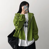 Eason Square Pattern Checkered Windbreaker Hooded Jumper