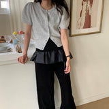 Yokono satin frill strap wrap skirt layered skirt [ CHARCOAL ONLY ]