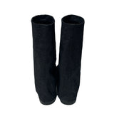 Denim open boots