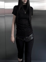 mock neck shirring short sleeve (3color)