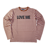 LOVE ME Stripe Long T-shirt Peach Brown