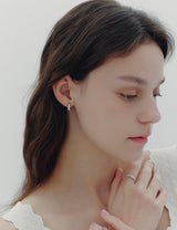 26SS★ Essence Heart Bezel Tennis One-Touch Earrings