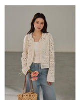 Antique Crochet Punching Long Sleeve Cardigan