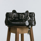 LEATHER COMB LAYERED KEYRING / BLACK