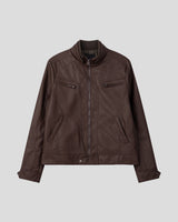 Kale Panel High-Neck Leather Jacket