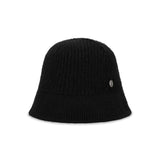 VA Curved Oval Metal Washed Knit Bucket Hat  / Black
