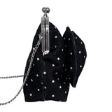 [Dark mini.ver] ミディアムリボンポルカドットフレームバッグ (handmade bag)