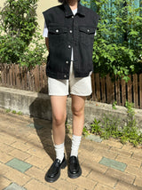 ルーズフィットブラックデニムベスト code 21012