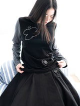 COTTON FLARE SKIRT (BLACK)