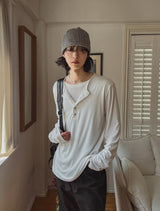 Royge Layered Henley Neck Long Sleeve T-shirt