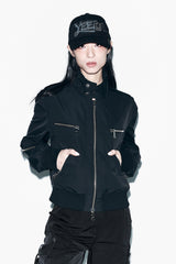 MULTI ZIPPER HIGH-NECK JUMPER BLACK