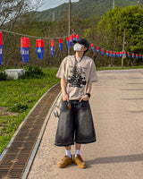 Life Lettering Short Sleeve Knit T-Shirt