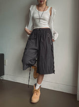 Multi-pocket D-ring Nylon Bermuda Pants
